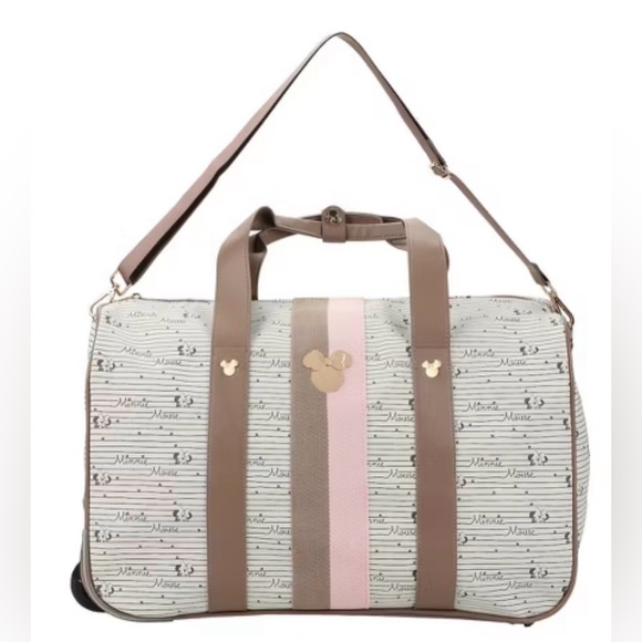 Disney Minnie Mouse Rolling Duffel Bag Women Travel Tote Carry-On - Picture 2 of 14